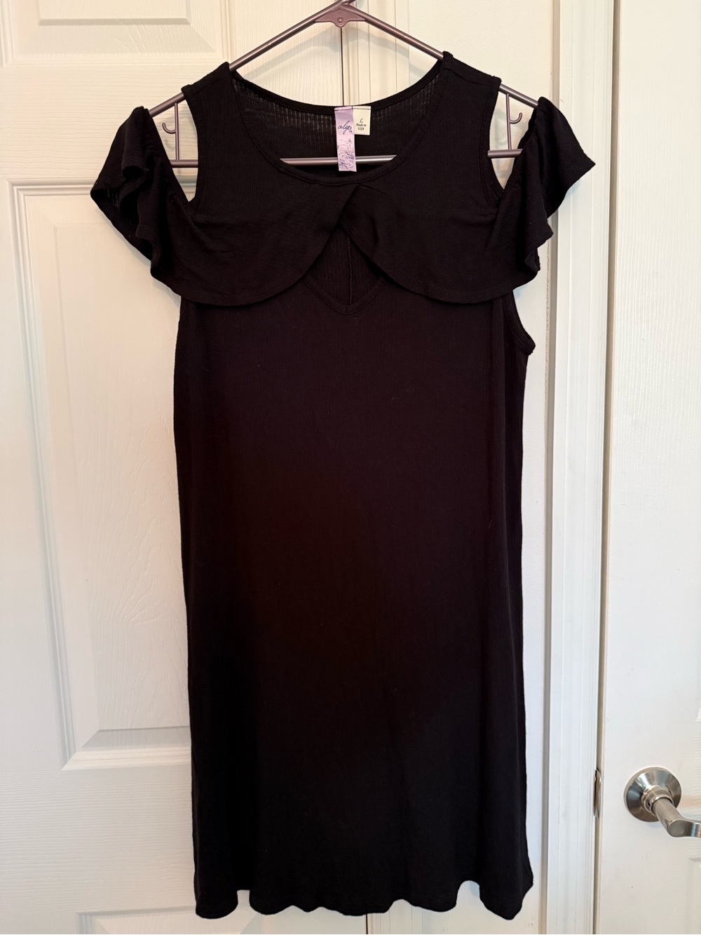 Alya Black Mini Dress with Ruffle Shoulders